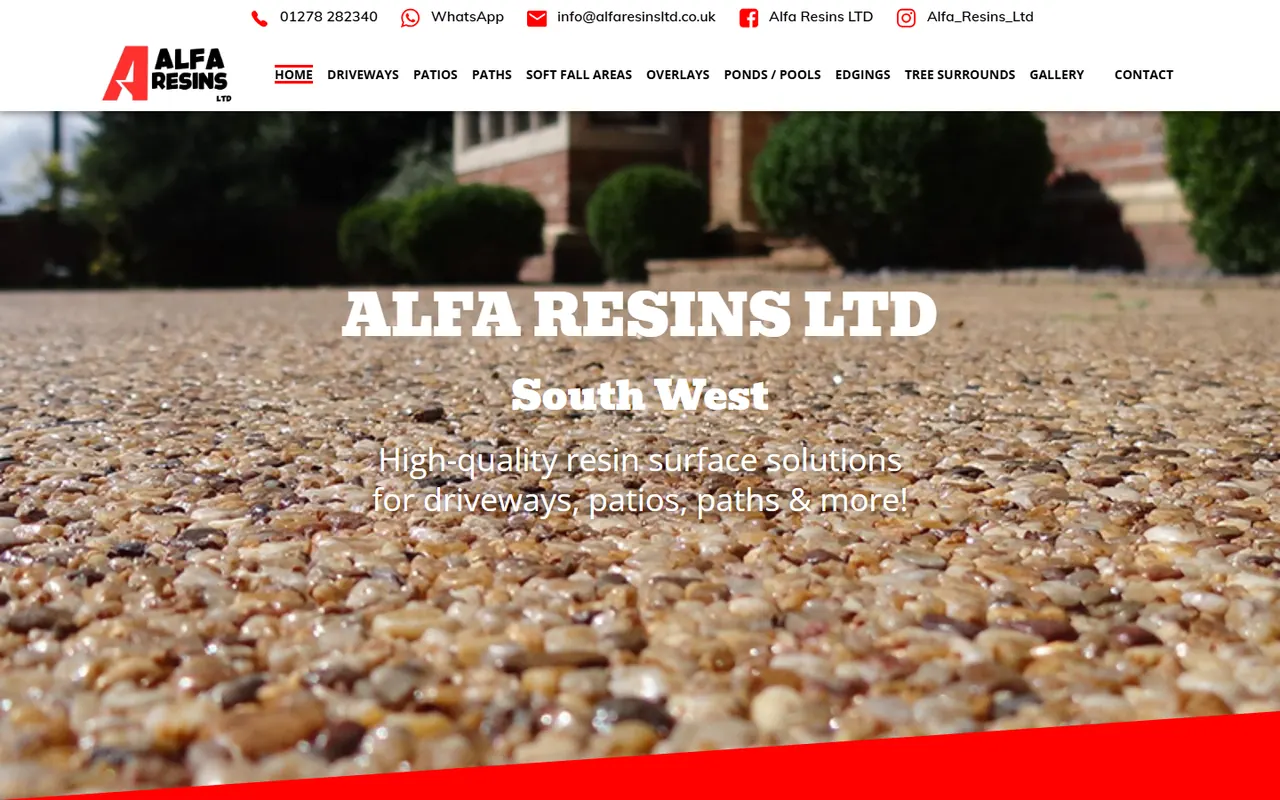 Desktop preview of the Alfa Resins Ltd website