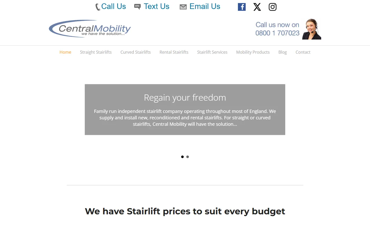 Desktop preview of the Central Mobility website