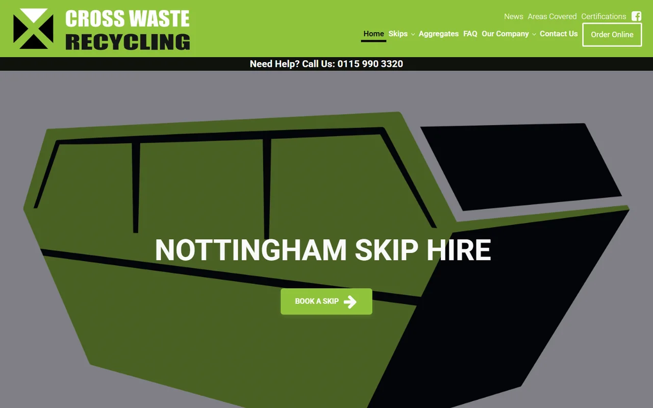 Desktop preview of the Cross Waste Recycling website