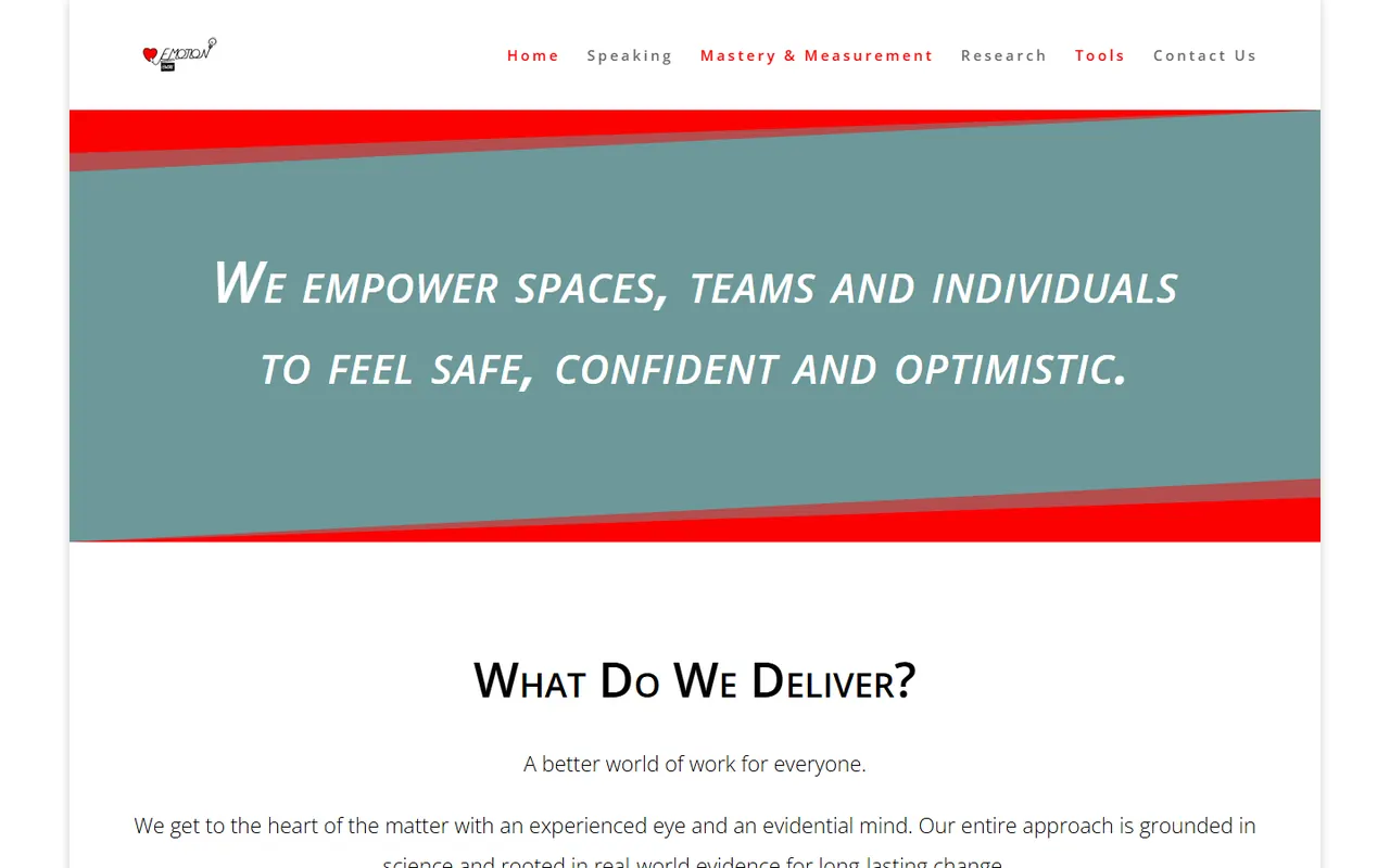 Desktop preview of the Emotion At Work website