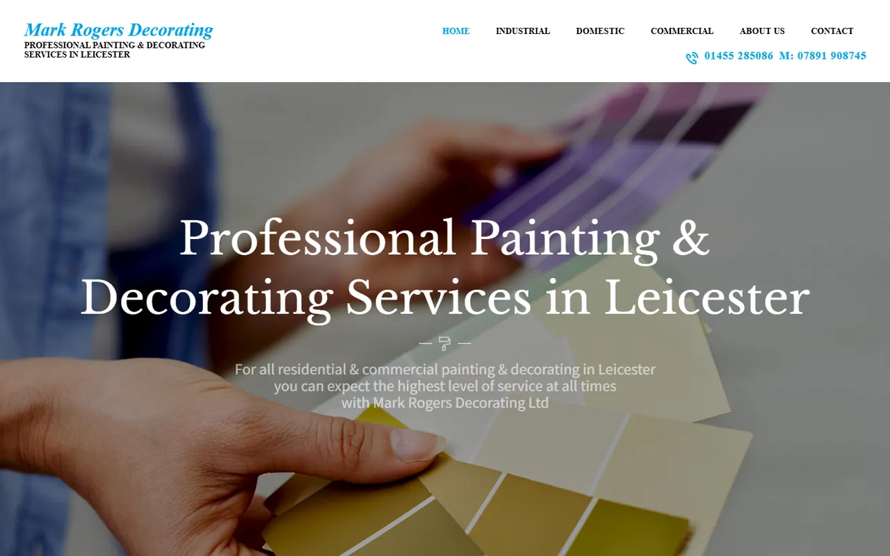 Desktop preview of the Mark Rogers Decorating website
