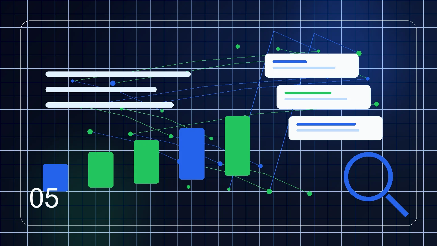 Abstract business profile panel with map signals, reviews and contact actions
