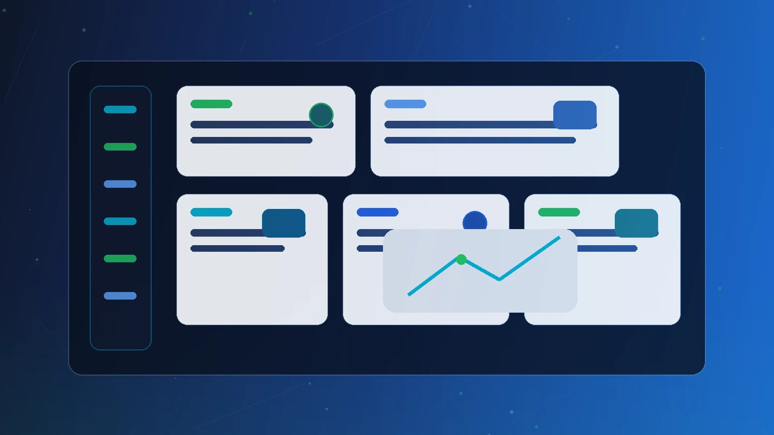 Abstract social post creation workspace with image panels, caption lines and editing controls