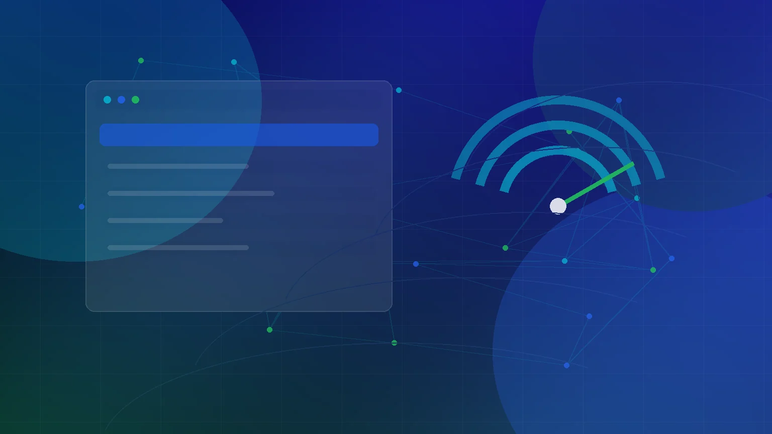 Abstract website performance dashboard with speed, loading and usability signals