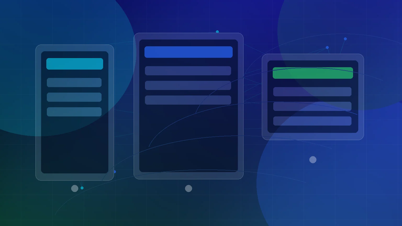 Abstract responsive website shown across mobile, tablet and desktop layouts